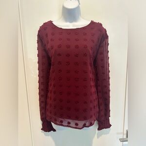 Blooming Jelly Women’s Textured Dots Cinched Sleeve Blouse- size xxl